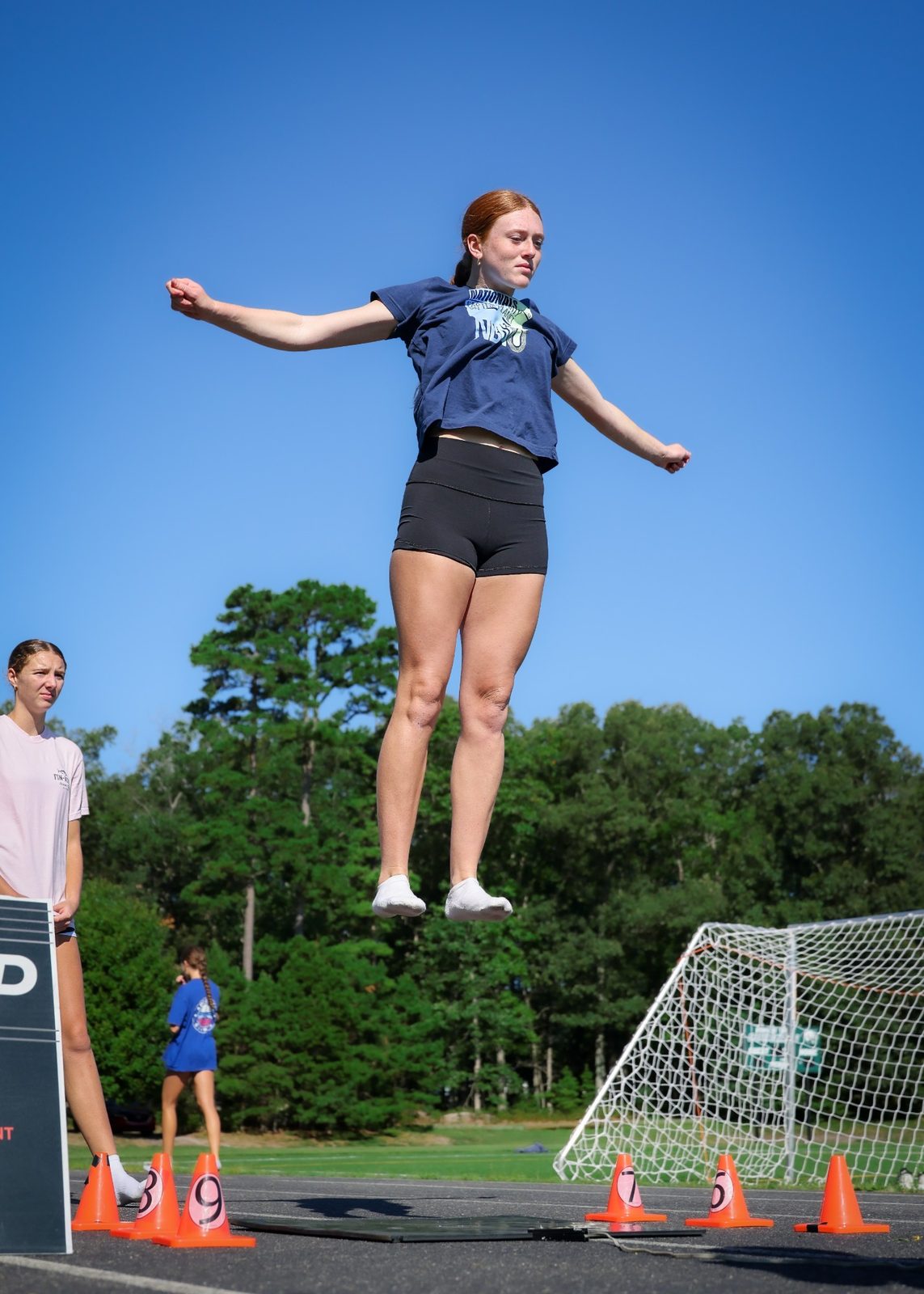 A KPM athlete at the top of a jump during force-generation work