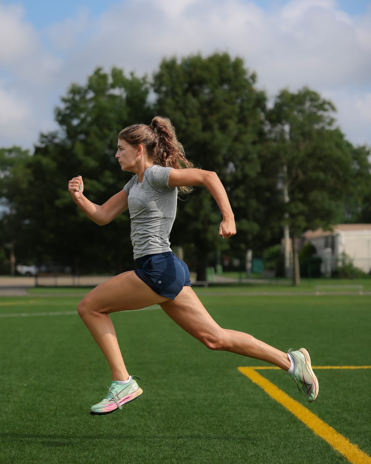 A KPM sprinter at full stride during max-velocity training